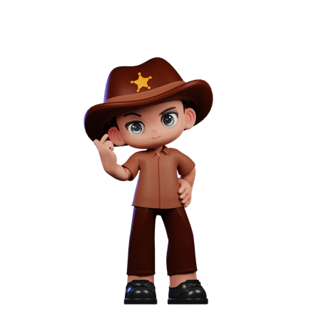 Cute Sheriff Giving Love Sign  3D Icon