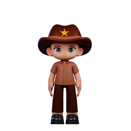 Cute Sheriff Giving Standing Cool  3D Illustration