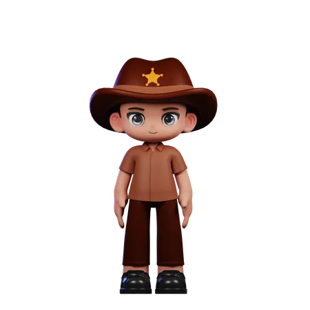 Cute Sheriff Giving Standing Cool  3D Illustration