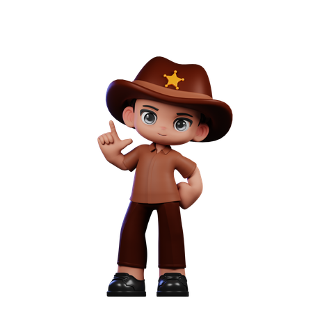 Cute Sheriff Giving Standing Pose  3D Illustration