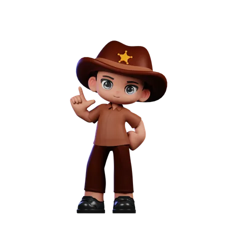 Cute Sheriff Giving Standing Pose  3D Illustration
