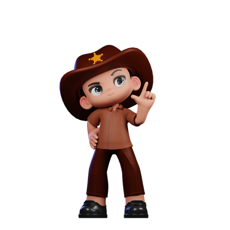 Cute Sheriff Having Idea  3D Illustration