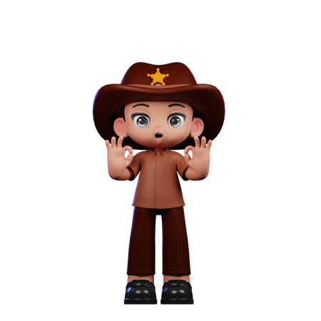 Cute Sheriff Showing Ok Sign  3D Illustration