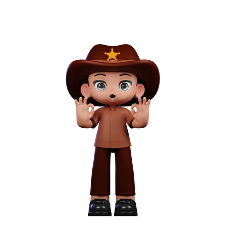 Cute Sheriff Showing Ok Sign  3D Illustration