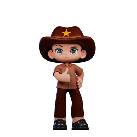 Cute Sheriff Showing Thumbs Up  3D Illustration