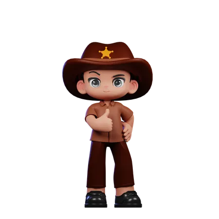Cute Sheriff Showing Thumbs Up  3D Illustration