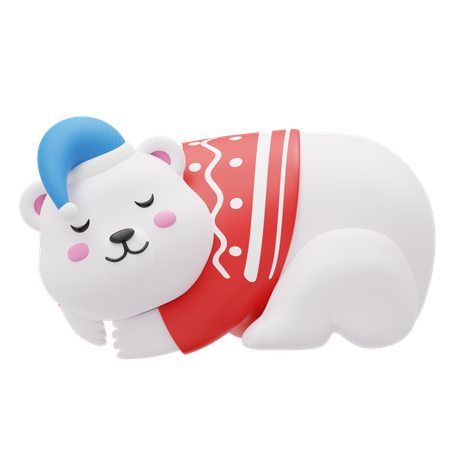 Cute Sleeping Polar Bear  3D Illustration
