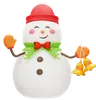 Cute Snowman Holding Bell