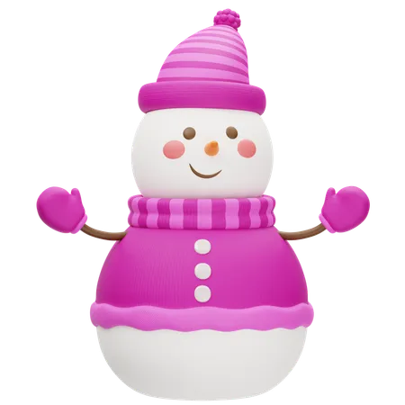 Cute Snowman Wearing A Pink Sweater  3D Icon