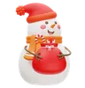 Cute Snowman With Gift Bag In Winter