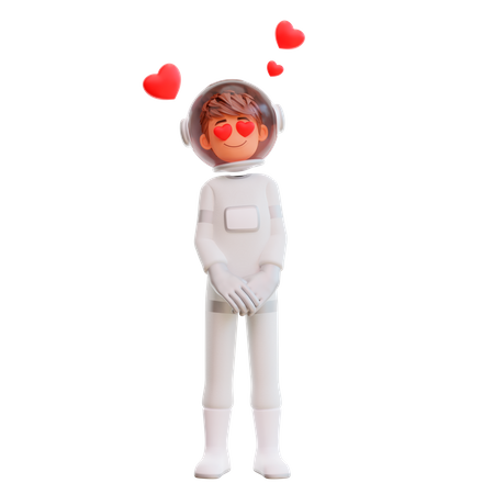 Cute spaceman astronaut in love  3D Illustration