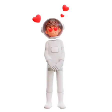 Cute spaceman astronaut in love  3D Illustration