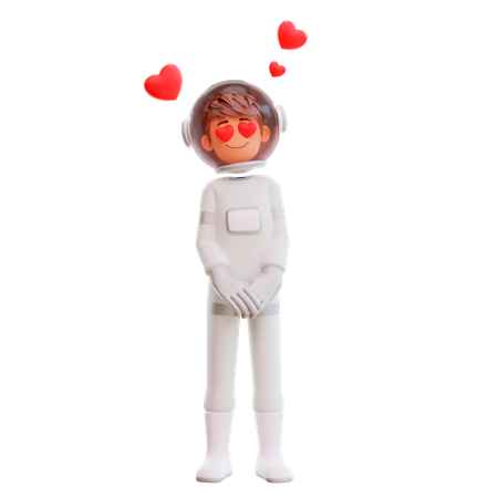 Cute spaceman astronaut in love 3D Illustration