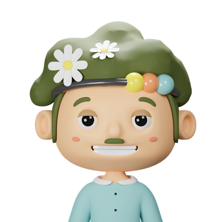 Cute Spring Boy With Green hair  3D Icon