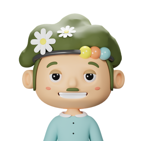 Cute Spring Boy With Green hair  3D Icon