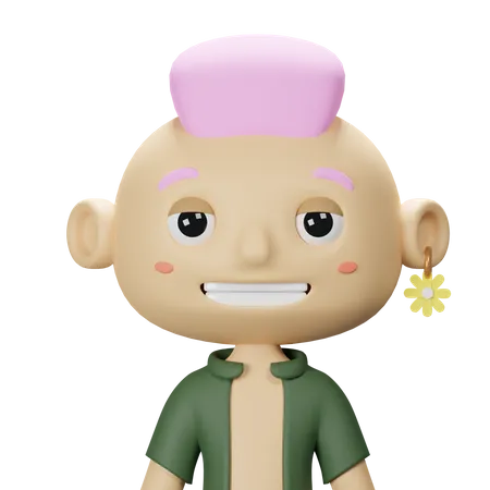 Cute Spring Boy With Pink Hair  3D Icon