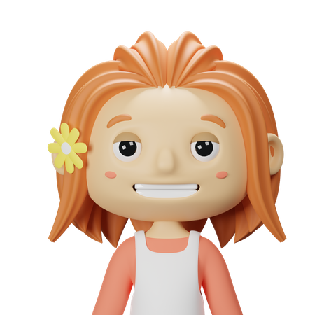 Cute Spring Girl With orange Hair 3D Icon