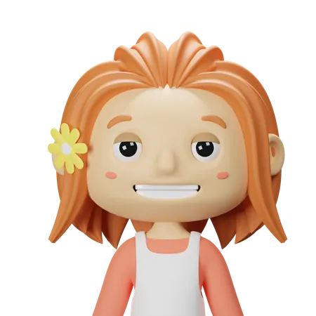 Cute Spring Girl With orange Hair 3D Icon