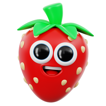 Cute Strawberry Emoji  3D Icon