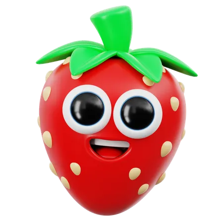 Cute Strawberry Emoji  3D Icon
