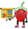 Cute Strawberry Presenting Data With Chart