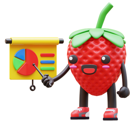 귀여운 딸기 파이 차트  3D Icon