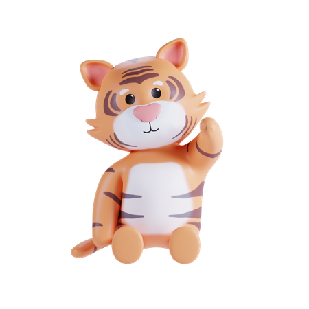 Cute Tiger  3D Illustration