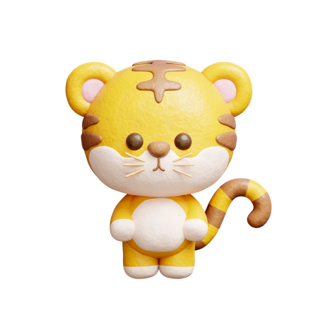 Cute Tiger Character  3D Icon