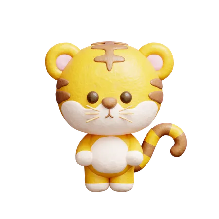 Cute Tiger Character  3D Icon