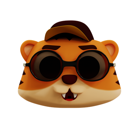 Cute Tiger Cool Emoji  3D Icon