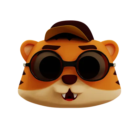 Cute Tiger Cool Emoji  3D Icon