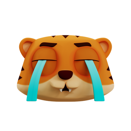 Cute Tiger Cry Emoji  3D Icon
