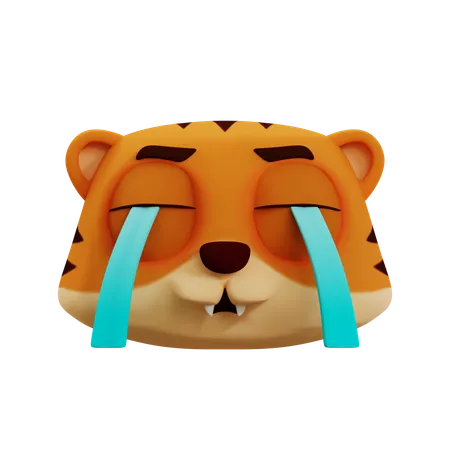 Cute Tiger Cry Emoji  3D Icon
