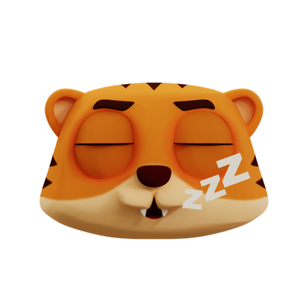 Cute Tiger Deep Sleep Emoji  3D Icon