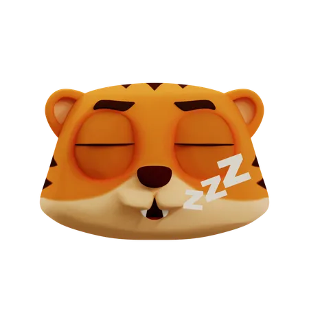Cute Tiger Deep Sleep Emoji  3D Icon