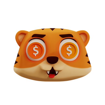 Cute Tiger Dollar Emoji  3D Icon