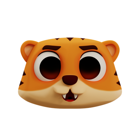 Cute Tiger Happy Emoji  3D Icon