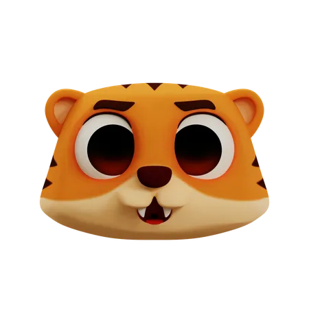 Cute Tiger Happy Emoji  3D Icon