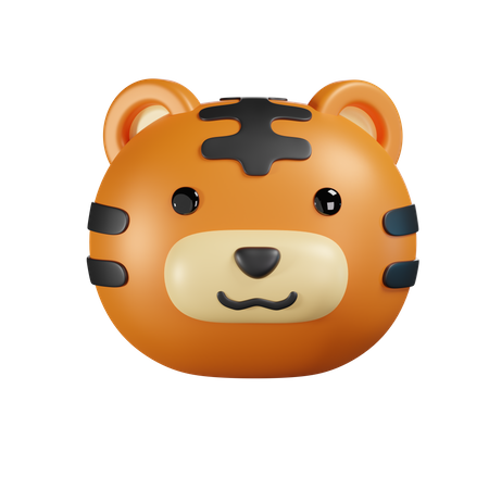 Cute Tiger Head  3D Icon