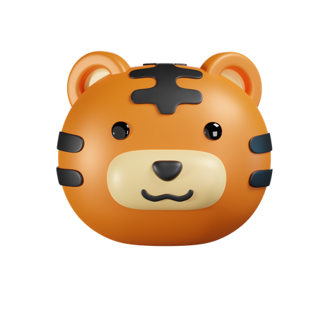 Cute Tiger Head 3D Icon