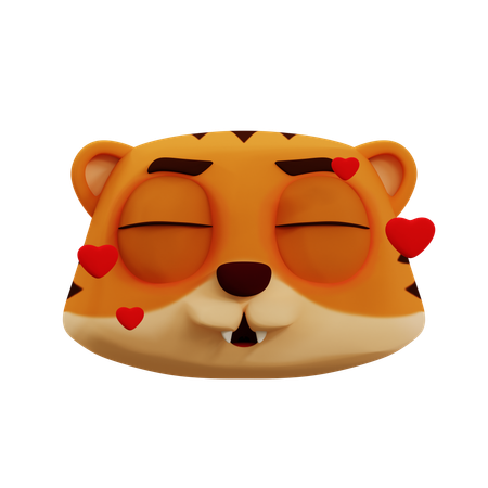 Cute Tiger In Love Emoji  3D Icon