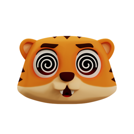 Cute Tiger Is Dizzy Emoji  3D Icon