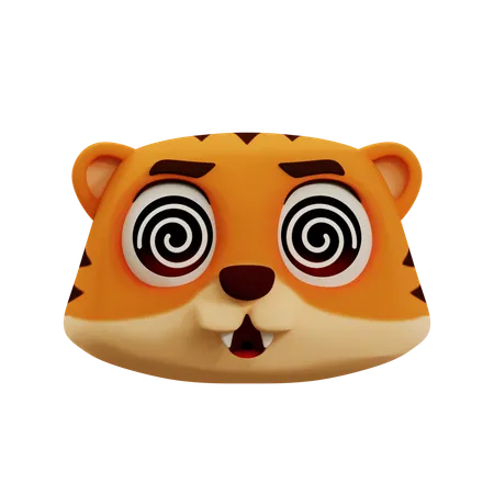 Cute Tiger Is Dizzy Emoji  3D Icon