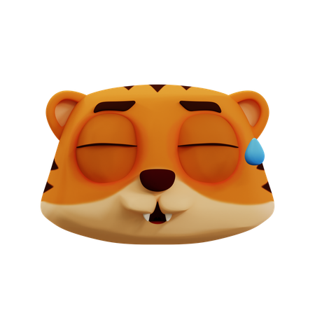 Cute Tiger Laughing Emoji  3D Icon