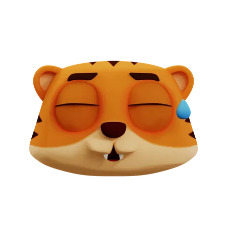 Cute Tiger Laughing Emoji  3D Icon