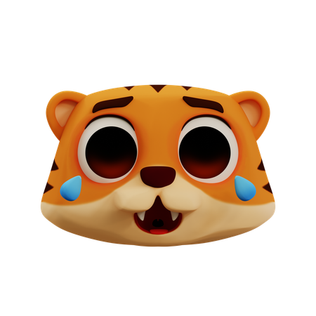 Cute Tiger Laughing Out Loud Emoji  3D Icon