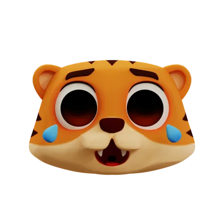 Cute Tiger Laughing Out Loud Emoji  3D Icon