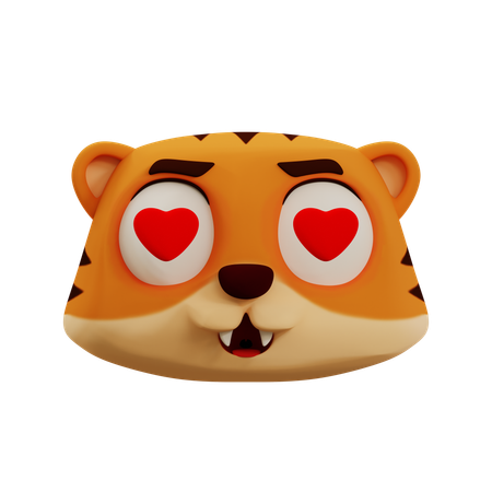 Cute Tiger Love Emoji  3D Icon