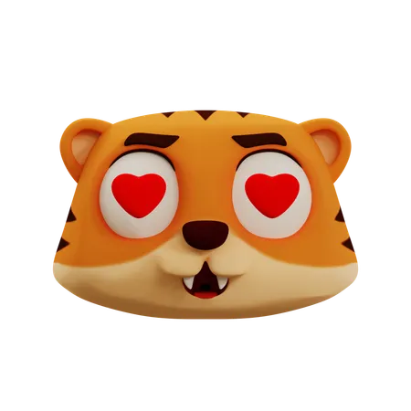 Cute Tiger Love Emoji  3D Icon