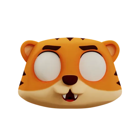 Cute Tiger Scared Emoji  3D Icon
